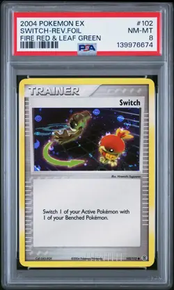 2004 POKEMON EX FIRE RED & LEAF GREEN #102 SWITCH-REVERSE FOIL PSA 8 - Image 1