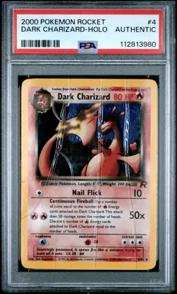2000 POKEMON ROCKET #4 DARK CHARIZARD-HOLO PSA AUTHENTIC - Image 1
