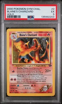 2000 POKEMON GYM CHALLENGE HOLO #2 BLAINE'S CHARIZARD PSA 5 - Image 1