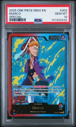 2025 ONE PIECE EB02-ANIME 25TH COLLECTION SPECIAL #002 MARCO PSA 10 - Image 1
