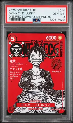 2025 ONE PIECE JPN PROMOS ONE PIECE MAGAZINE VOL.20 #014 MONKEY D. LUFFY PSA 10 - Image 1
