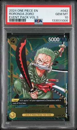 2024 ONE PIECE EVENT PACK VOL.3 #042 RORONOA ZORO PSA 10 - Image 1