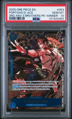 2025 ONE PIECE 3RD ANV TOURNAMENT 3 BROTHERS PACK WINNER PORTGAS D. ACE PSA 10 - Image 1