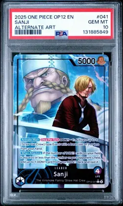 2025 ONE PIECE OP12-LEGACY OF THE MASTER ALTERNATE ART SANJI PSA 10 ENGLISH OP - Image 1