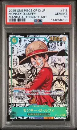 2025 ONE PIECE JPN CARRYING ON HIS WILL MANGA ALT ART MONKEY D. LUFFY PSA 10 - Image 1