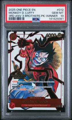 2025 ONE PIECE 3RD ANV TOURNAMENT 3 BROTHERS PACK WINNER MONKEY D. LUFFY PSA 10 - Image 1