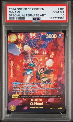 2024 ONE PIECE OP07-500 YEARS IN THE FUTURE SPECIAL ALTERNATE ART O-NAMI PSA 10 - Image 1