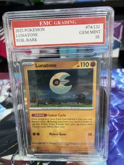 LUNATONE #074/132 RARE FOIL Pokemon 2025 Card GRADED 10 MINT TCG CCG - Image 1
