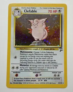 Pokemon TCG Clefable Holo Unlimited Rare Card 5/130 Base Set - Image 1