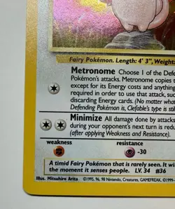 Pokemon TCG Clefable Holo Unlimited Rare Card 5/130 Base Set - Image 3