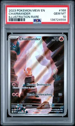2023 POKEMON MEW EN-151 ILLUSTRATION RARE #168 CHARMANDER PSA 10 - Image 1