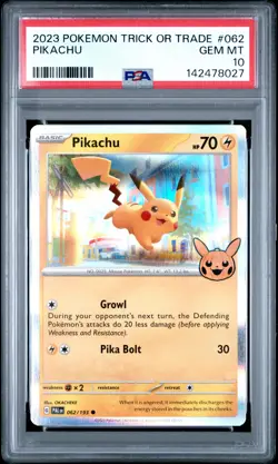 2023 POKEMON TRICK OR TRADE #062 PIKACHU PSA 10 - Image 1