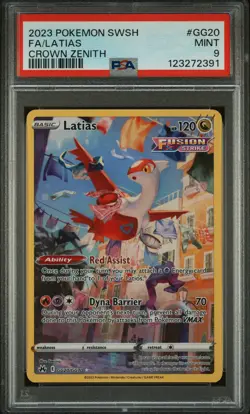 2023 POKEMON SWORD & SHIELD CROWN ZENITH #GG20 FULL ART/LATIAS PSA 9 - Image 1