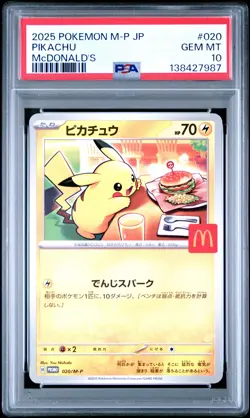 2025 POKEMON JAPANESE M-P PROMO MCDONALD'S #020 PIKACHU PSA 10 - Image 1