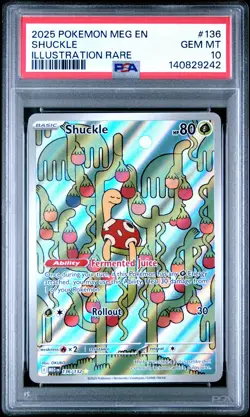 2025 POKEMON MEG EN-MEGA EVOLUTION ILLUSTRATION RARE #136 SHUCKLE PSA 10 - Image 1
