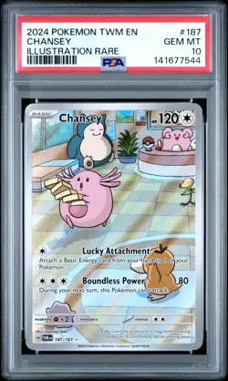 2024 POKEMON TWM EN-TWILIGHT MASQUERADE ILLUSTRATION RARE #187 CHANSEY PSA 10 - Image 1