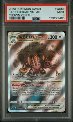 2023 POKEMON SWORD & SHIELD CROWN ZENITH #GG55 FULL ART/REGIGIGAS VSTAR PSA 9 - Image 1