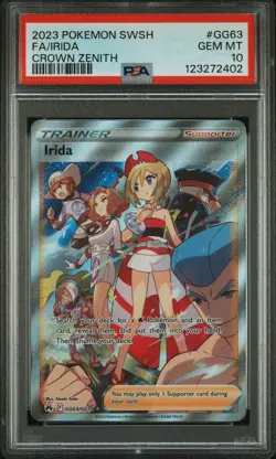 2023 POKEMON SWORD & SHIELD CROWN ZENITH #GG63 FULL ART/IRIDA PSA 10 - Image 1
