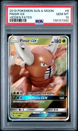 2019 POKEMON SUN & MOON HIDDEN FATES #6 PINSIR GX PSA 10 - Image 1