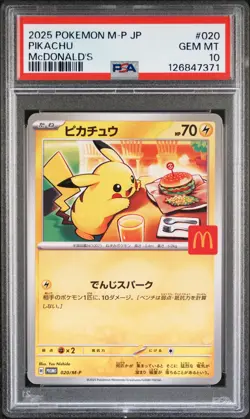 2025 POKEMON JAPANESE M-P PROMO MCDONALD'S #020 PIKACHU PSA 10 - Image 1