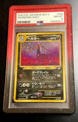 Pokemon 2000 Japanese Neo 3 Revelation Houndoom 229 PSA 8 SWIRL Holo Rare JP - Image 1