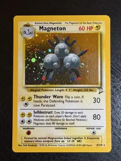 Pokemon TCG Base Set 2 Magneton 9/130 Vintage Holo Unlimited Holo Rare 2000/LP - Image 1