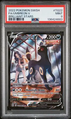 2022 POKEMON SWORD & SHIELD BRILLIANT STARS #TG22 FULL ART/UMBREON V PSA 9 - Image 1