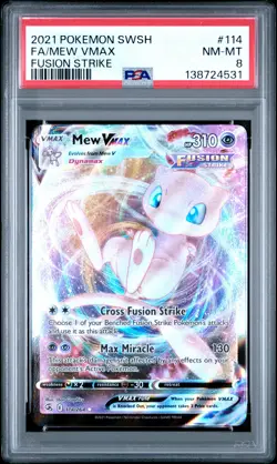 2021 POKEMON SWORD & SHIELD FUSION STRIKE #114 FULL ART/MEW VMAX PSA 8 - Image 1