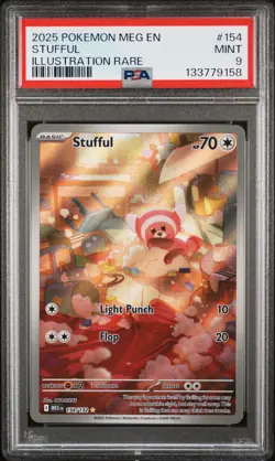 2025 POKEMON MEG EN-MEGA EVOLUTION ILLUSTRATION RARE #154 STUFFUL PSA 9 - Image 1
