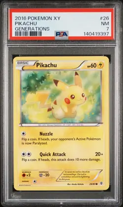 2016 POKEMON XY GENERATIONS #26 PIKACHU PSA 7 - Image 1