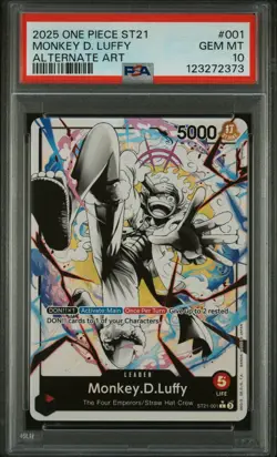 2025 ONE PIECE STARTER DECK ST21-EX GEAR 5 ALT ART #001 MONKEY D. LUFFY PSA 10 - Image 1