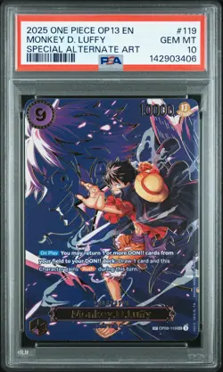 2025 ONE PIECE CARRYING ON HIS WILL SPECIAL ALT ART #119 MONKEY D. LUFFY PSA 10 - Image 1