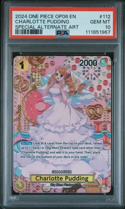 2024 ONE PIECE OP08-TWO LEGENDS SPECIAL ALTERNATE ART CHARLOTTE PUDDING PSA 10 - Image 1