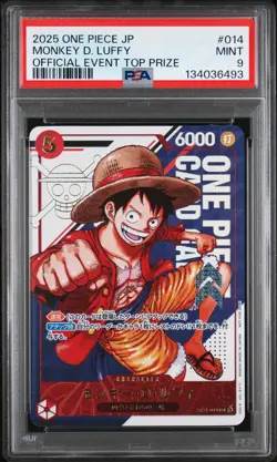 2025 ONE PIECE JPN PROMOS OFFICIAL EVENT TOP PRIZE #014 MONKEY D. LUFFY PSA 9 - Image 1