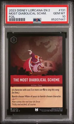 2023 DISNEY LORCANA RISE OF THE FLOODBORN FOIL THE MOST DIABOLICAL SCHEME PSA 10 - Image 1