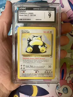 Pokemon Base 2 Set 30/130 Snorlax Rare Card CGC 9 Mint Condition - Image 1
