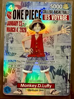 Monkey.D.Luffy P-055 College Basketball US Voyage Exclusive Promo Card English - Image 1
