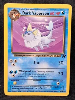 Vintage Dark Vaporeon - 45/82 - Team Rocket - Uncommon - Pokemon WOTC Card LP/NM - Image 1