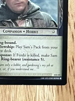 Awesome Lord Of The Rings LOTR TCG Card Sam Frodo’s Gardener 4R315 NM - Image 4