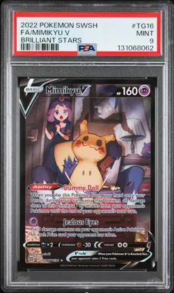 2022 POKEMON SWORD & SHIELD BRILLIANT STARS #TG16 FULL ART/MIMIKYU V PSA 9 - Image 1