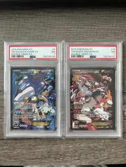 Pokemon Team Aqua Kyogre ex 6/34 and Team Magma Groudon Ex 15/34 PSA 7 NM - Image 1