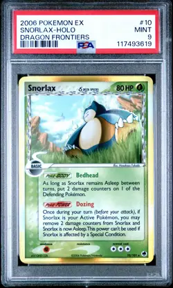 2006 POKEMON EX DRAGON FRONTIERS #10 SNORLAX-HOLO PSA 9 - Image 1