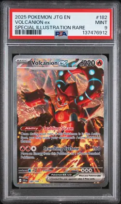 2025 POKEMON JTG EN-JOURNEY TOGETHER #182 VOLCANION EX PSA 9 - Image 1