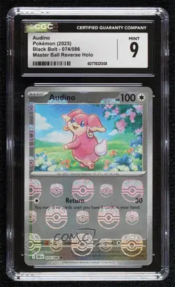 Audino Master Ball Foil Pokemon Black Bolt BLK CGC 9 Mint - Image 1