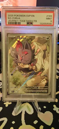 2025 POKEMON SVP EN-SV ETB BLACK STAR PROMO #189 N'S ZORUA PSA 9 MINT TCG - Image 1