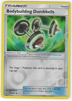 Pokemon REVERSE HOLO BODYBUILDING DUMBBELLS BURNING SHADOWS 113/147 PACK FRESH - Image 1
