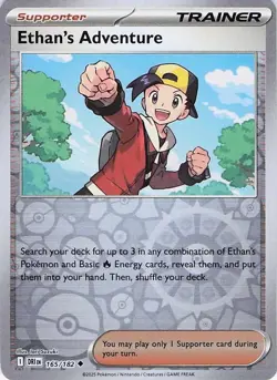 POKEMON DESTINED RIVALS REVERSE HOLO ETHAN'S ADVENTURE 165/182 PACK FRESH - Image 1