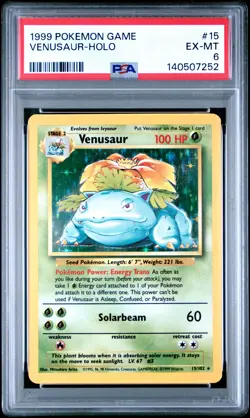 1999 POKEMON GAME #15 VENUSAUR-HOLO PSA 6 - Image 1