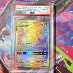 Pokemon Marshadow & Machamp GX Unbroken Bonds 221/214 Secret Rare Holo PSA 10 - Image 1