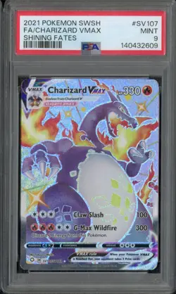 2021 Pokemon Sword & Shield Full Art Charizard VMAX Shining Fates #SV107 PSA 9 - Image 1